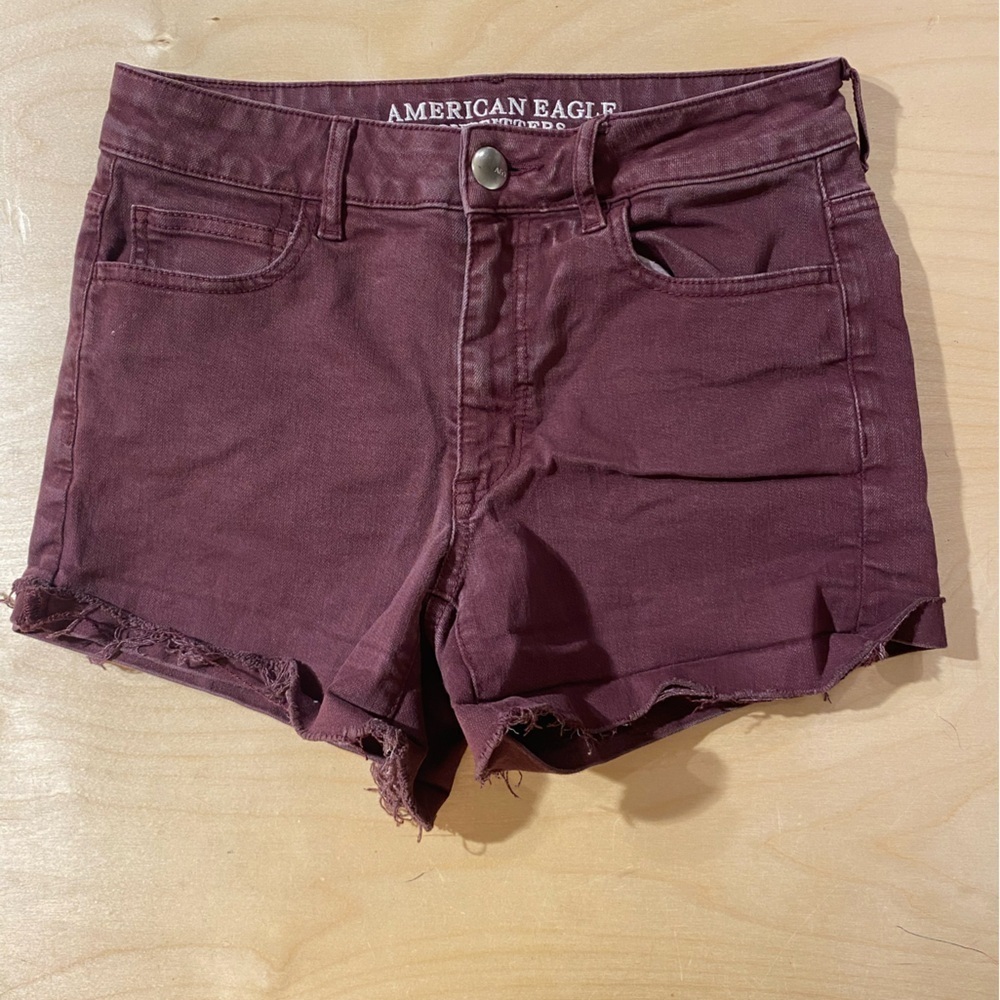 American Eagle Outfitters Women's Dark Red Jean Shorts 6 (OB)